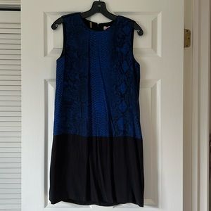 Rebecca Taylor size 2 blue snake print sleeveless shift dress.
